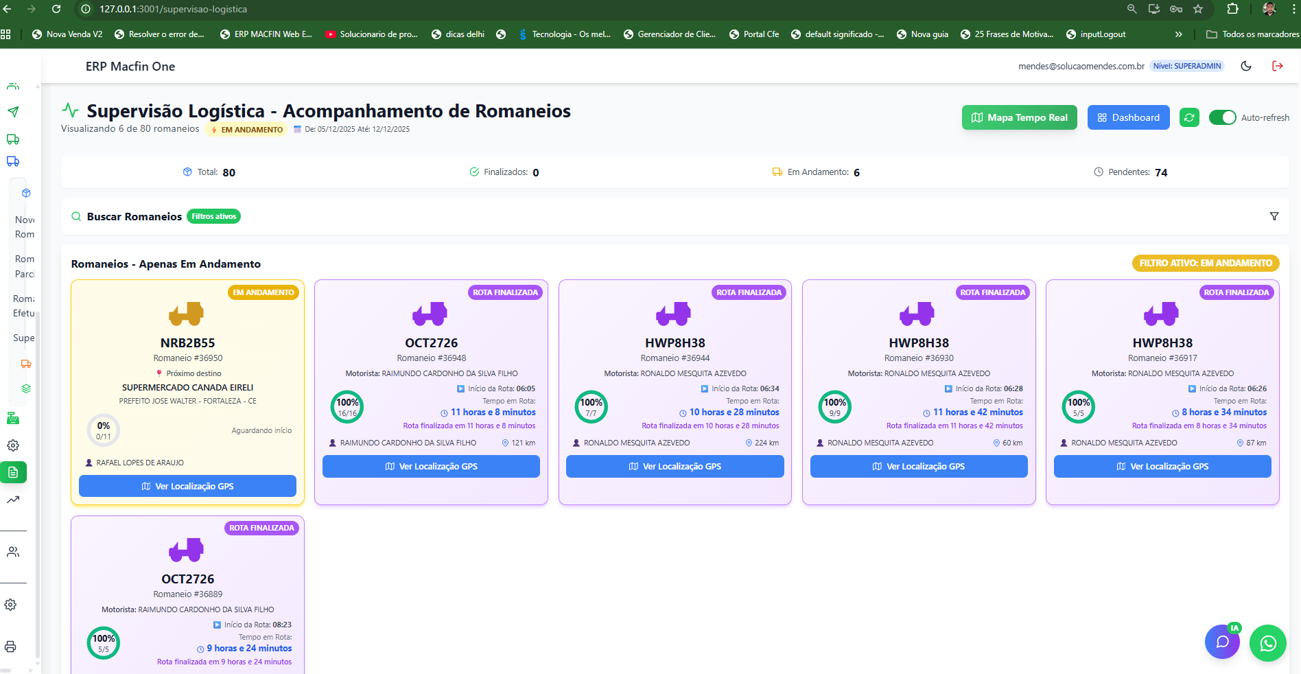 Painel de Entregas em Tempo Real
